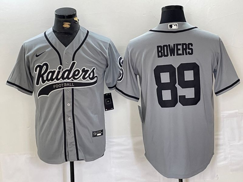 Men Oakland Raiders #89 Bowers Grey Joint Name 2024 Nike Limited NFL Jersey style 1